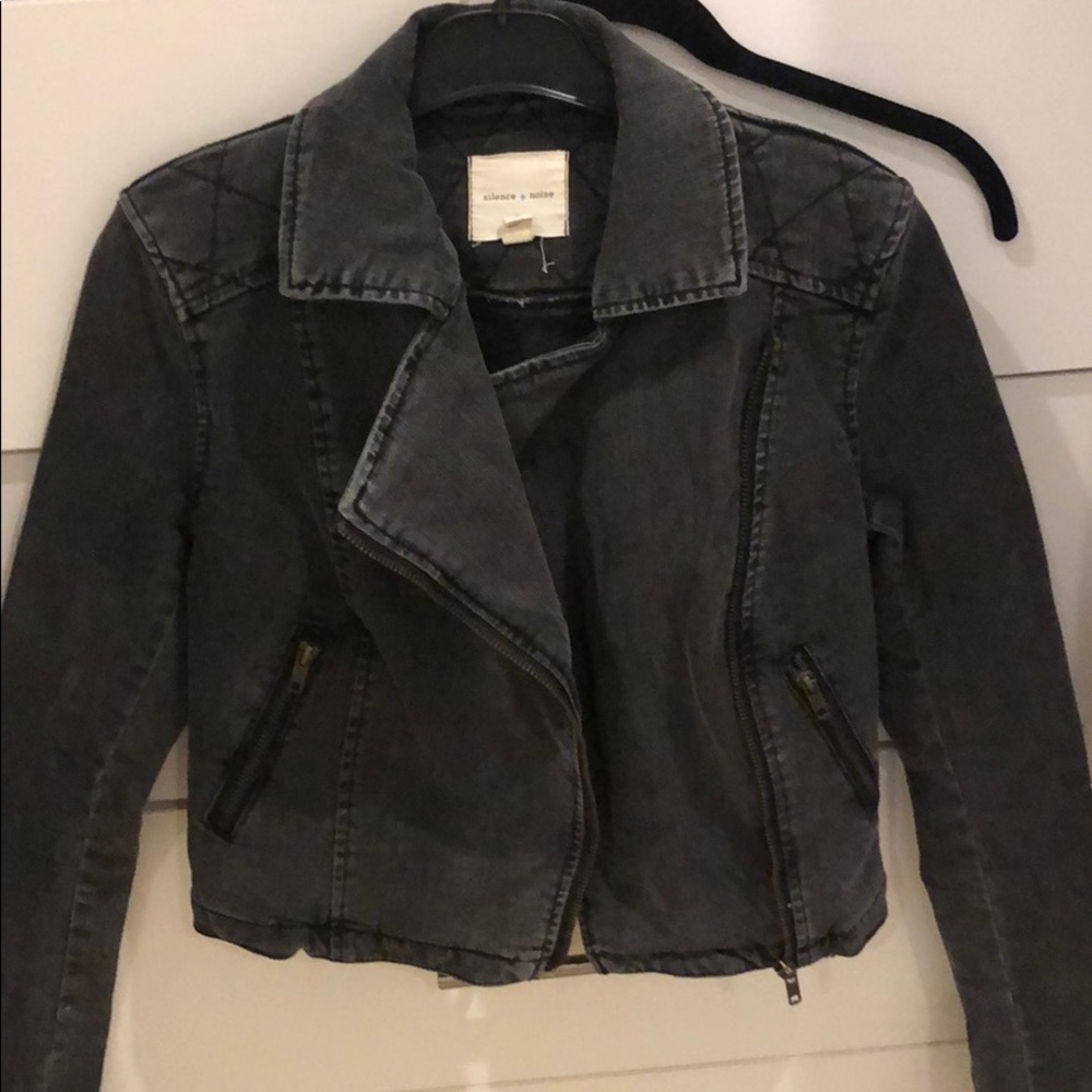 Black Denim Biker Jacket